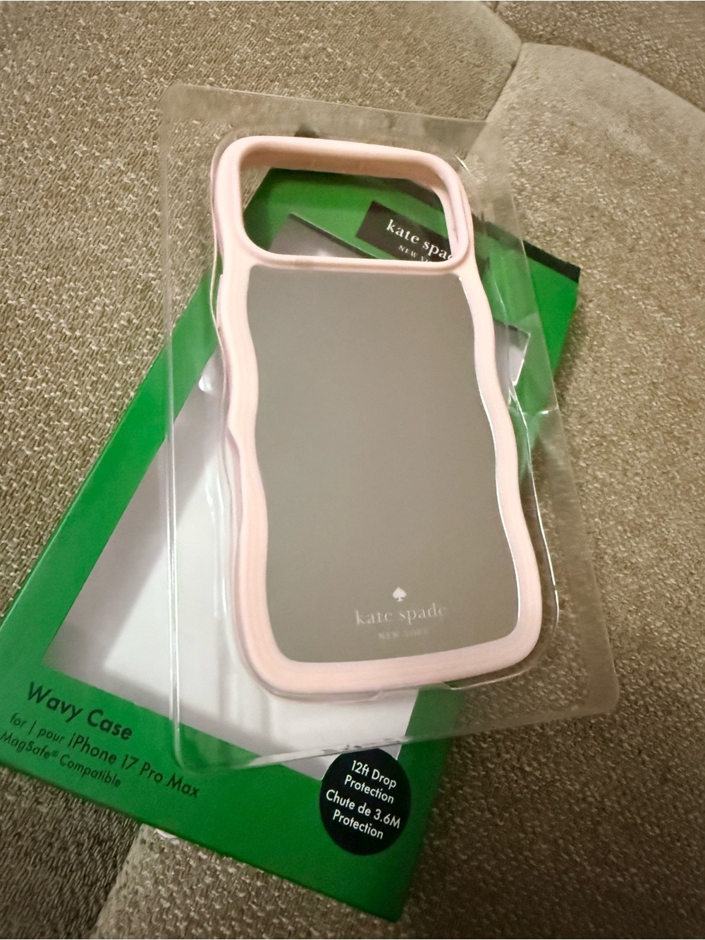 kate spade Pink Wavy iPhone Case with Clear Back for 17 pro max